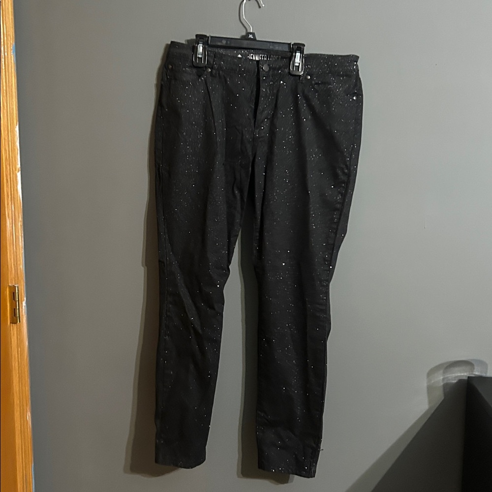 Jennifer Lopez Black Sparkle Skinny Pants